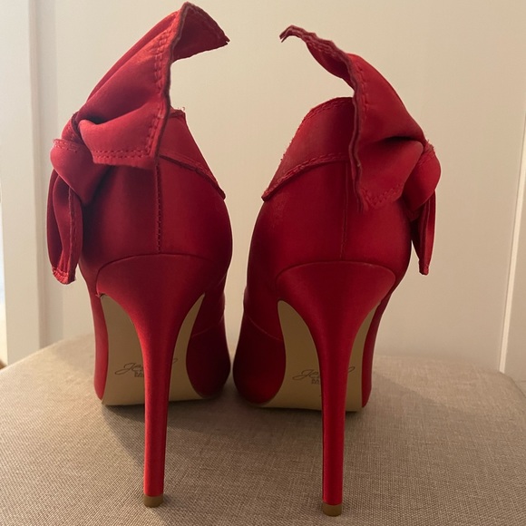 BADGLEY MISCHKA Jewel Red High Heeled Stilettos - Picture 3 of 11